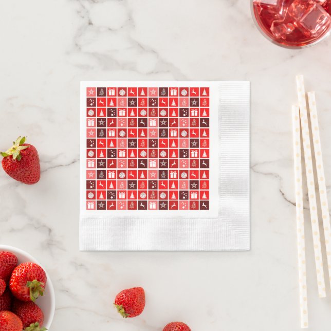 Christmas Icon Red Squares Holiday Art Classic Napkin (Insitu)