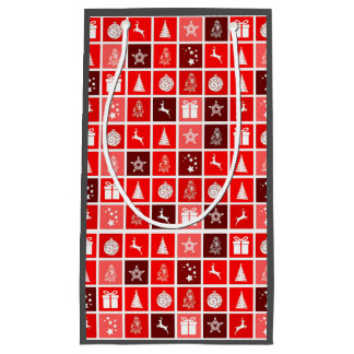Christmas Icon Red Squares Holiday Art Classic Small Gift Bag