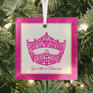 Christmas Iconic American Pageant Crown  Glass Orn Ornament