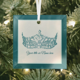 Christmas Iconic American Pageant Crown  Glass Ornament