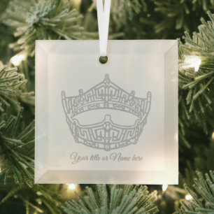 Christmas Iconic American Pageant Crown Glass Ornament