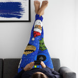 Christmas Icons Fun Festive Colourful Blue Leggings<br><div class="desc">Colourful and fun Christmas symbols express the excitement of "Merry Christmas!" on a beautiful blue background. Includes Santa Claus, Silver Bell, blue ornaments, red ornaments, sleigh, Christmas trees, gold crowns, and Christmas packages, silver diamonds, gold ornaments, and gifts. See my other items in my Whimiscal Christmas Icons and Ornaments collection....</div>