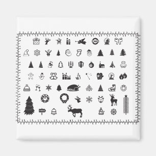 Christmas Icons Ornaments Beads Balls Poinsettia Magnet