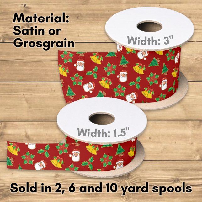 Christmas Icons Pattern Satin Ribbon (Creator Uploaded)