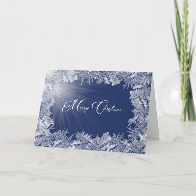 Christmas Icy Frost border Holiday Card (Front)