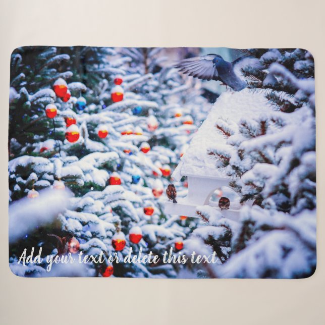 Christmas Idyll customizable Sherpa Blanket (Front (Horizontal))