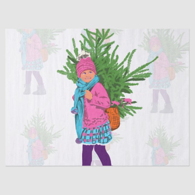 Christmas Illustrated Holiday Tissue Paper (Front)