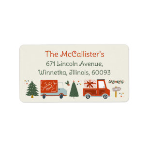 Christmas Illustratio Holiday Return Address Label