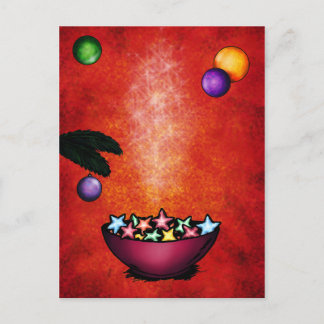 christmas illustration bowl star shaped cookies holiday postcard