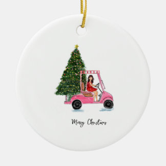 Christmas illustration ceramic ornament