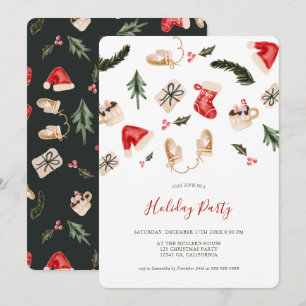 Christmas illustration watercolor holiday party invitation