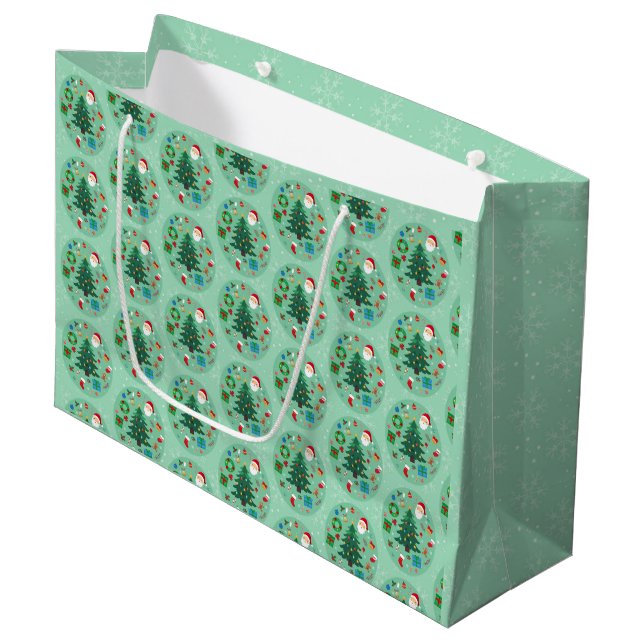 Christmas Illustrations Holiday Large Gift Bag (Front Angled)