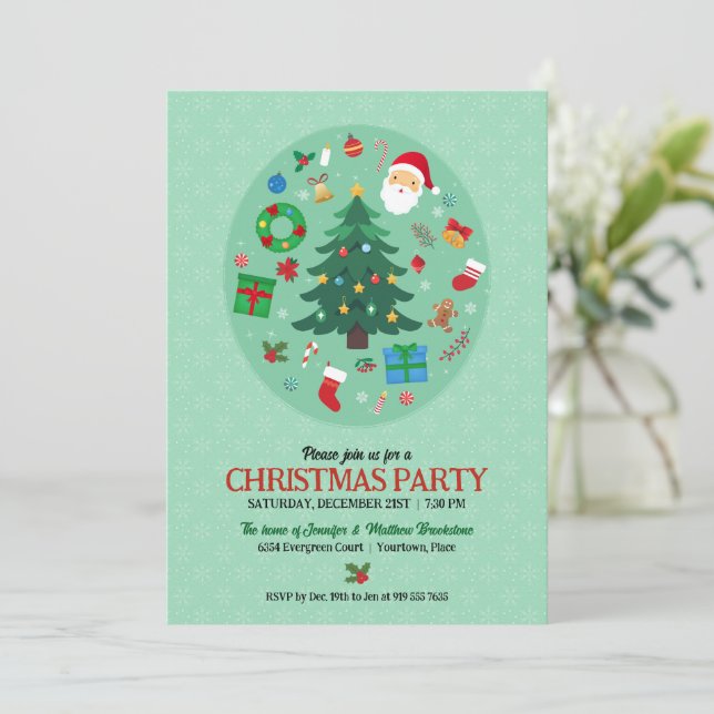Christmas Illustrations Holiday Party Invitation (Standing Front)