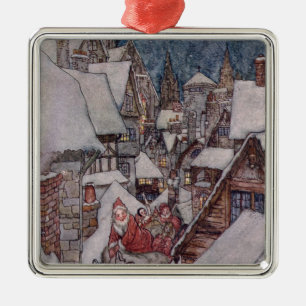 Christmas illustrations metal ornament