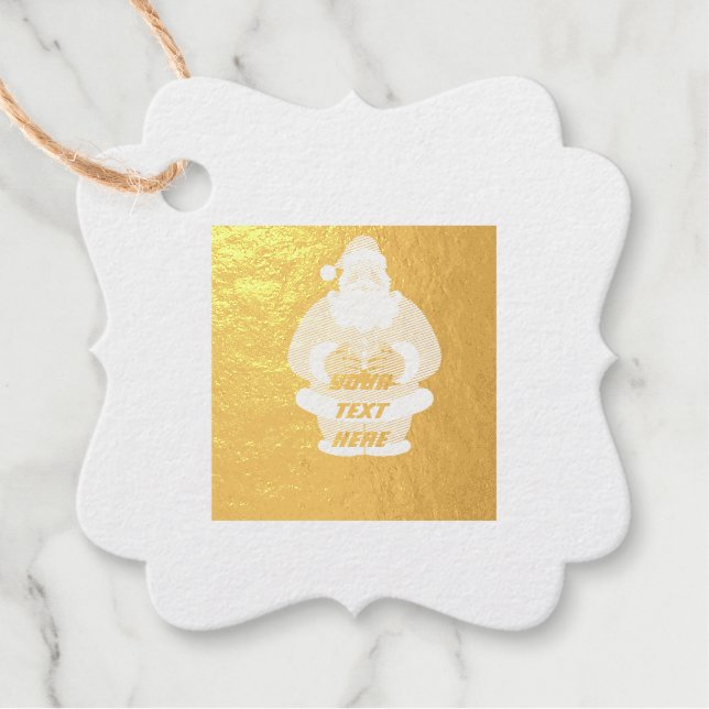 Christmas Image text Fancy Square Foil Favour Tag (Front)
