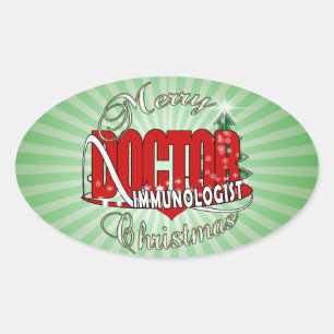 CHRISTMAS IMMUNOLOGIST DOCTOR OVAL STICKER