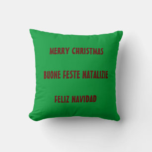 CHRISTMAS IN 3 LANGUAGES/HAPPY NEW YEAR PILLOW