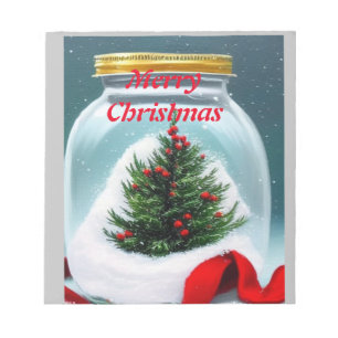 Christmas in a jar! cute mini Christmas tree  Notepad