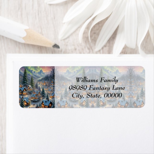 Christmas in a mountain village, polar lights  (Insitu)