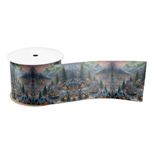 Christmas in a mountain village, polar lights satin ribbon