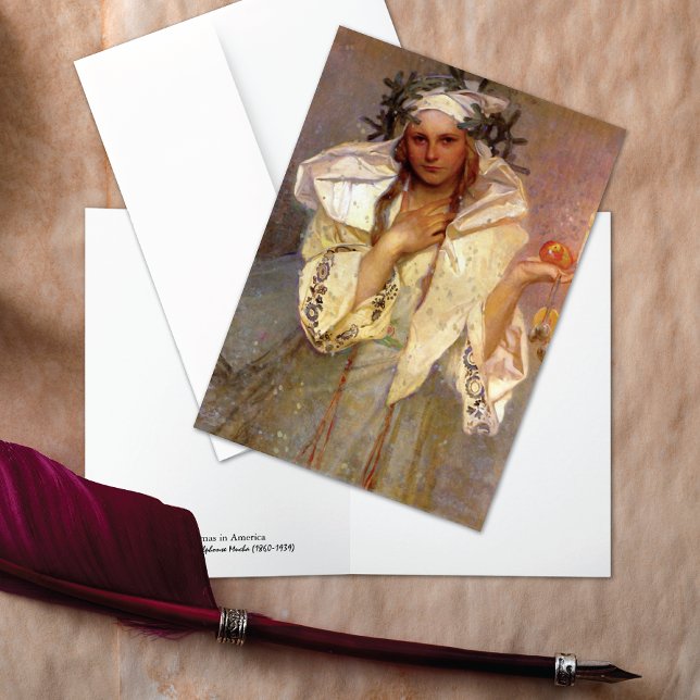 Christmas in America Illustration Alphonse Mucha Holiday Card (Creator Uploaded)