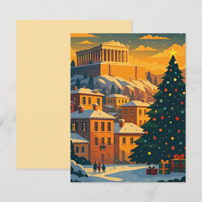 Christmas in Athens Note Card – Festive Greece  (Front/Back)