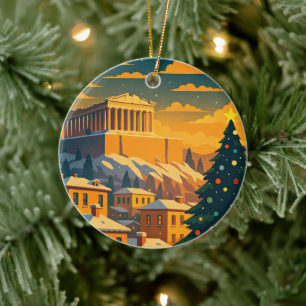 Christmas in Athens Ornament • Festive Greece 