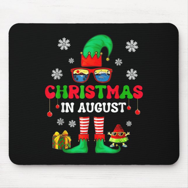 Christmas In August Funny Elf For Summer Xmas Men  Mouse Pad (Front)