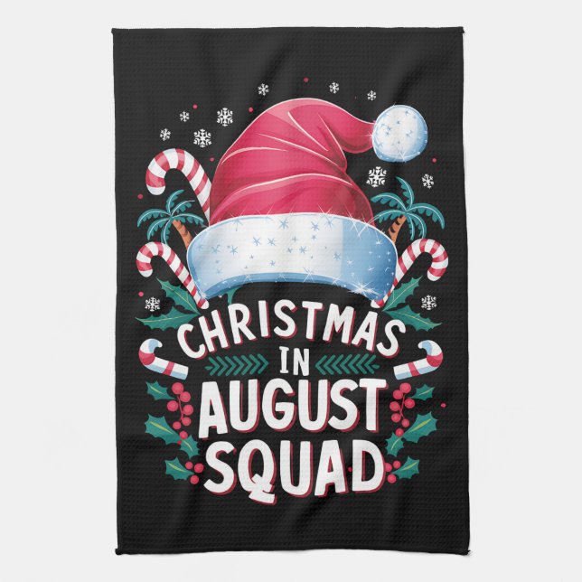 Christmas In August Squad Funny Summer Xmas Kitchen Towel (Vertical)