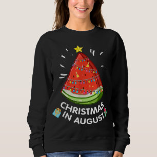 Christmas In August Watermelon Santa Summer Tree Sweatshirt
