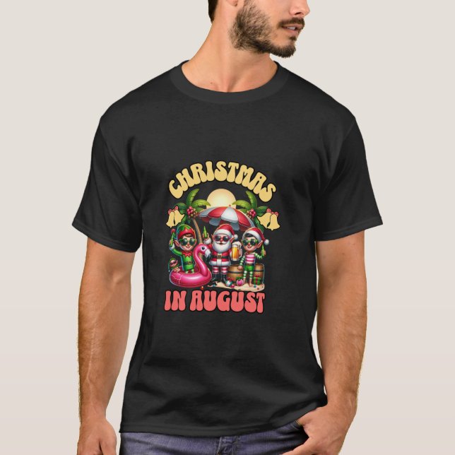 Christmas in August XMas Elf Squad Santa Beach Bee T-Shirt (Front)