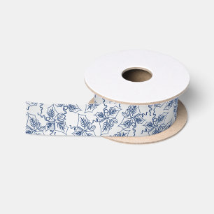 Christmas in blue & silver satin ribbon
