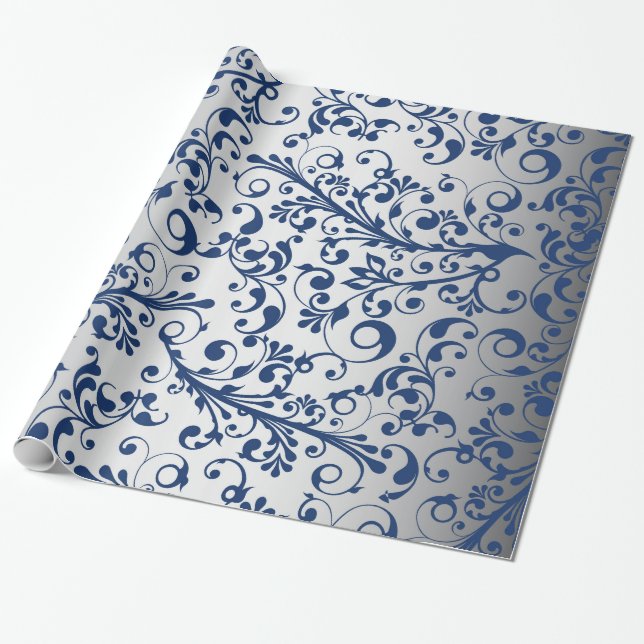 Christmas in blue & silver wrapping paper (Unrolled)