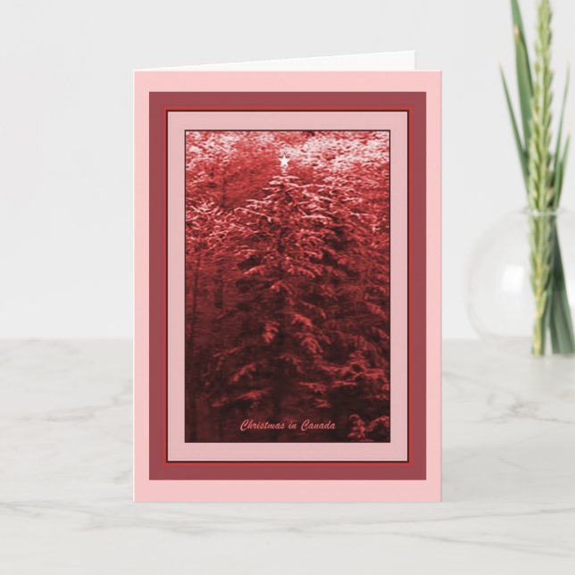 Christmas in Canada Burgundy Holiday Card (Front)