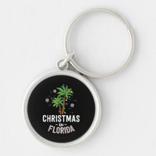 Christmas In Florida Deck The Palm Trees Family Va Keychain
