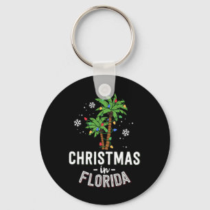 Christmas In Florida Deck The Palm Trees Family Va Keychain