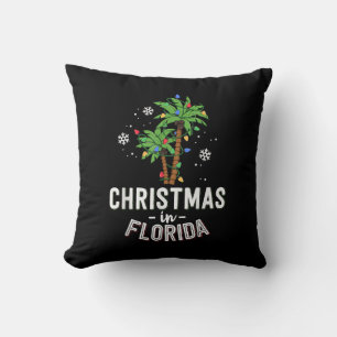 Christmas In Florida Deck The Palm Trees Family Va Throw Pillow