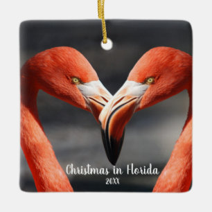 Christmas in Florida Flamingo Love Ornament