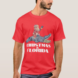 Christmas in Florida Santa Claus riding Alligator T-Shirt