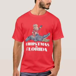 Christmas in Florida Santa Claus riding Alligator  T-Shirt