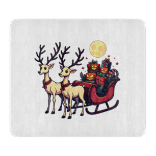 Christmas in Halloween Reindeer Pumpkin Presents Cutting Board