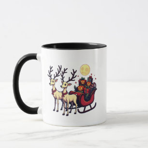 Christmas in Halloween Reindeer Pumpkin Presents Mug