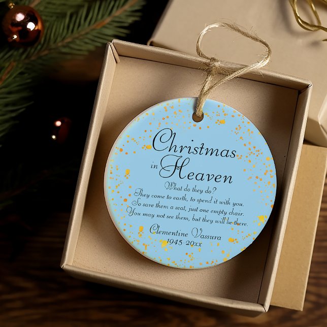 Christmas In Heaven Gold Splatter Memorial Photo Ceramic Ornament (Christmas In Heaven Gold Splatter Memorial Photo Ceramic Ornament)