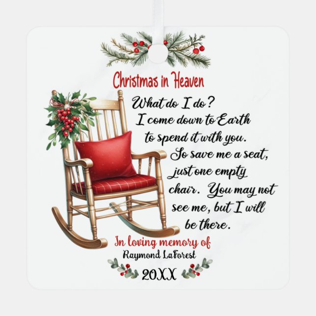 Christmas in Heaven in memory of Metal Ornament (Front)