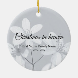 Christmas in heaven memorial ornament grey flower