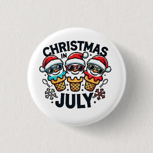 Christmas in July 4th of July Ice Cream USA  1 Inch Round Button