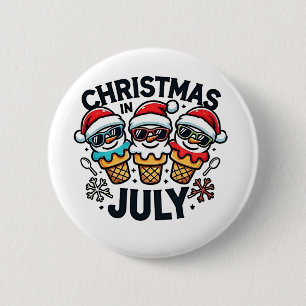 Christmas in July 4th of July Ice Cream USA 2 Inch Round Button
