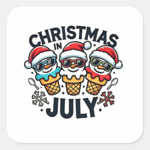 Christmas in July 4th of July Ice Cream USA  Square Sticker