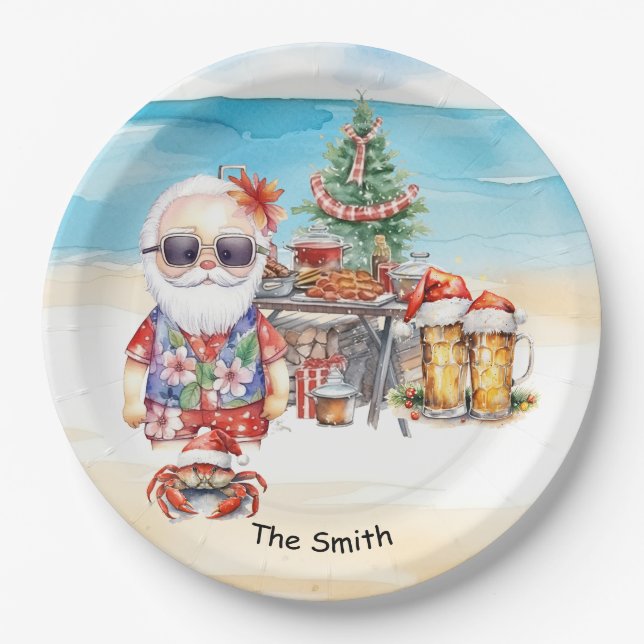 Christmas in July at the beach  Paper Plate (Front)