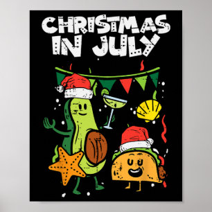 Christmas In July Avocado Taco Summer Mexican Men Poster